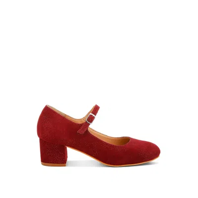 Rag & Co Women's Bettola Shimmer Suede Mary Jane Sandals Red