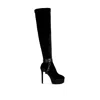 Rag & Co Women's Bison Black High Platform Heeled Long Boots In Black