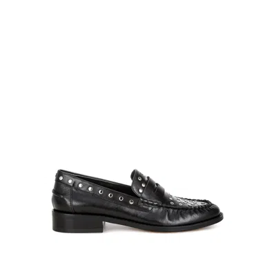 Rag & Co Women's Oglavia Studs Embellished Leather Loafers In Black