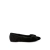 Rag & Co Women's Pothos Luxurious Velvet Bow Ballerinas In Black In Black
