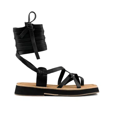 Rag & Co Women's Bledel Black Lace Up Square Toe Gladiator Sandals