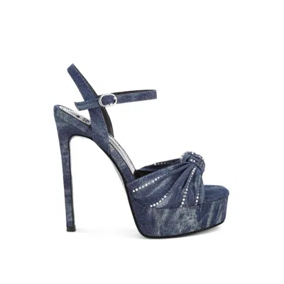 Rag & Co Women's Blue Margala Knotted Rhinestone Embellished Sandals In Denim By  In Multi