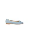 Rag & Co Vigilante Bow Detail Denim Ballerinas In Blue