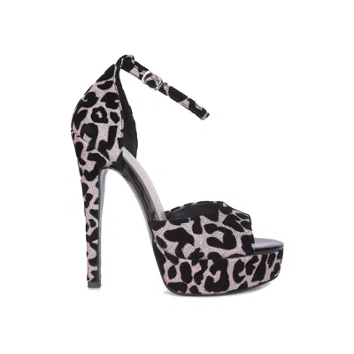Rag & Co Women's Brigitte Leopard Print Peep Toe Stiletto Sandal In Pink By  In Multi