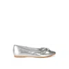 Rag & Co Women's Bromelia Metallic Pleather Bow Ballerinas In Silver In Silver