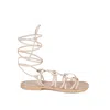 Rag & Co Women's Brown Baxea Handcrafted Latte Tie Up String Flats In Brown