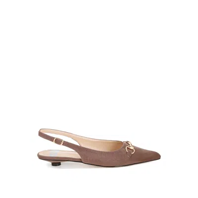 Rag & Co Women's Brown Bell Flower Classic Horsebit Detail Slingback Heels In Taupe By