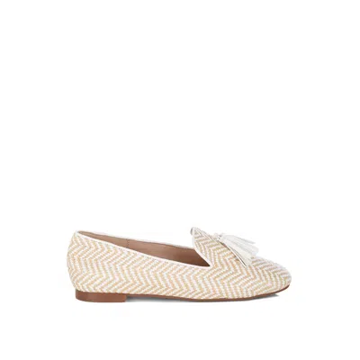 Rag & Co Women's Brown Dara Raffia Tassels Detail Loafers In Beige