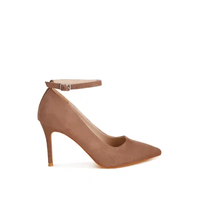 Rag & Co Women's Brown Dittany Ankle Strap Stiletto Heel Pumps In Taupe By