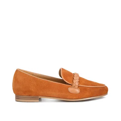 Rag & Co Women's Brown Echo Suede Leather Braided Detail Loafers In Tan By