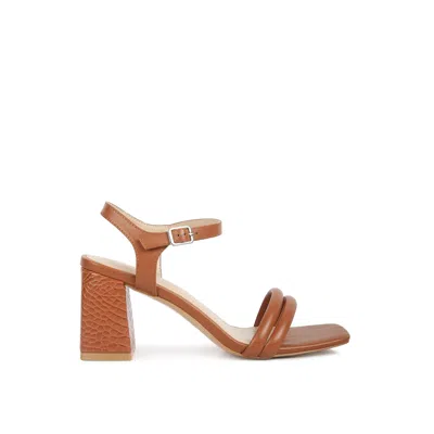 Rag & Co Edyta Ankle Strap Block Heel Sandals In Tan In Brown