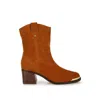 Rag & Co Women's Brown Emberly Suede Square Toe Ankle Boots In Tan By  In Orange