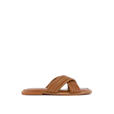 Rag & Co Women's Brown Eura Tan Quilted Leather Flats
