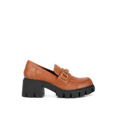 Rag & Co Women's Brown Evangeline Chunky Platform Loafers In Tan By
