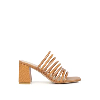 Rag & Co Fairleigh Tan Strappy Slip On Sandals