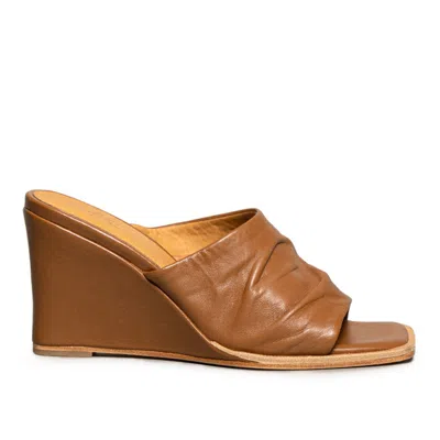 Rag & Co Women's Brown Hepburn Tan Sliders Wedge Sandals