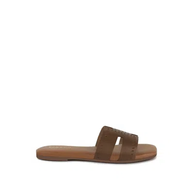 Rag & Co Women's Brown Ivanka Tan Cut Out Slip On Sandals