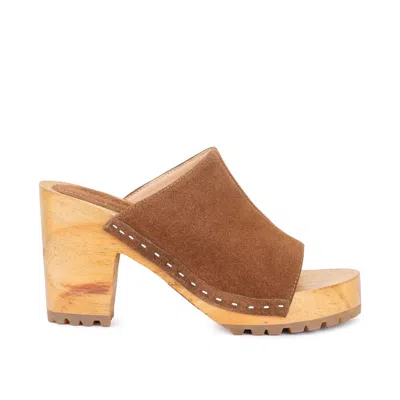 Rag & Co Women's Brown Jarrah Suede Slide Clogs In Tan