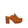 Rag & Co Women's Brown Lyrac Recycled Leather Platform Clogs In Tan In Brown
