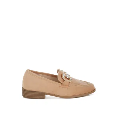 Rag & Co Women's Brown Maestro Diamante Embellished Horsebit Loafers In Beige