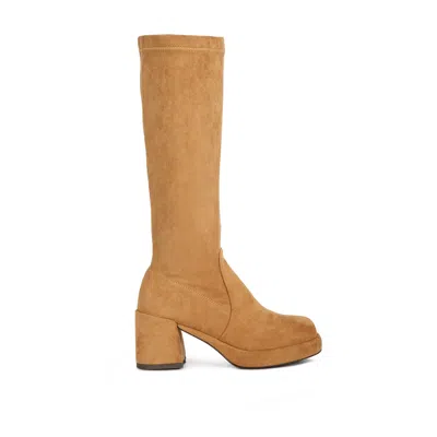 Rag & Co Women's Brown Morpin Stretch Suede Calf Boots In Tan By