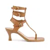 Rag & Co Women's Brown Nereid Tan Kitten Heel Cut Out Gladiator Sandals By  In Multi
