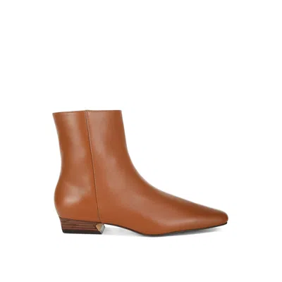 Rag & Co Women's Brown Obita Flared Heel Genuine Leather Boots Tan
