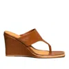 Rag & Co Women's Brown Onassis Tan Thong Wedge Sandals In Brown
