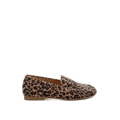 RAG & CO WOMEN'S BROWN PABOA LEOPARD PRINT FLAT LOAFERS IN LEOPARD BY RAG & CO