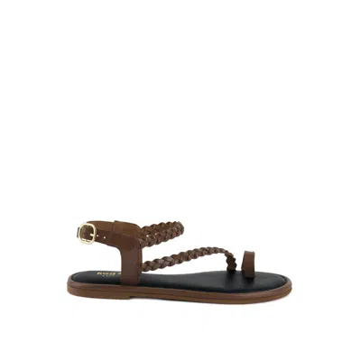 Rag & Co Women's Brown Stallone Tan Braided Flat Sandals By
