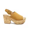 Rag & Co Vendela Leather Slingback Platform Sandal In Brown