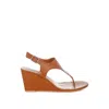 Rag & Co Women's Brown Wami Real Leather Wedge Heel Sandals In Tan In Brown