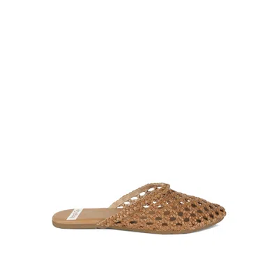 Rag & Co Women's Brown Wendigo Woven Real Leather Mules In Cognac