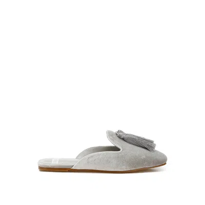 Rag & Co Women's Cardinal Tassel Detail Velvet Mules In Silver