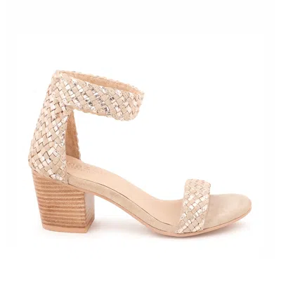 Rag & Co Women's Carla Gold Stacked Heel Sandal In Nude