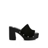 Rag & Co Cartera Suede High Block Heel Clogs In Black In Black