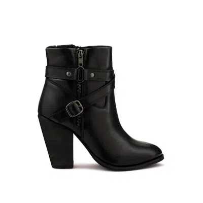 Rag & Co Women's Cat-track Black Leather Ankle Boots In Black By