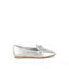 Rag & Co Women's Celosia Metallic Diamante Strap Loafers In Silver In Silver