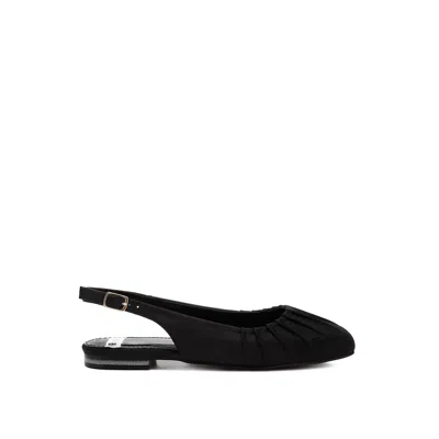 Rag & Co Women's Cheeni Satin Square Toe Flat Slingbacks In Black