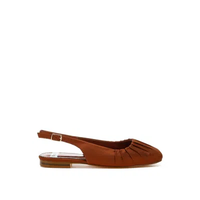 Rag & Co Women's Cheeni Satin Square Toe Flat Slingbacks In Brown