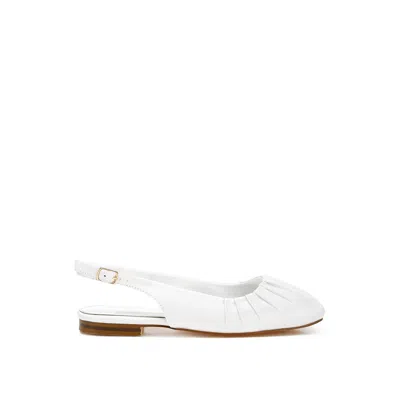 Rag & Co Women's Cheeni Satin Square Toe Flat Slingbacks In White