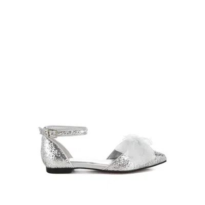 Rag & Co Women's Clarice Sheer Bow Detail Glitter Flat Sandals In Silver