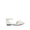 Rag & Co Women's Clarice Sheer Bow Detail Glitter Flat Sandals In White In White