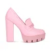 Rag & Co Women's Corinne Pink Chain Embellished Chunky Loafers