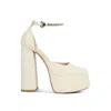 Rag & Co Cosette Diamante Embellished Ankle Strap High Block Heel Sandals In Off White In White