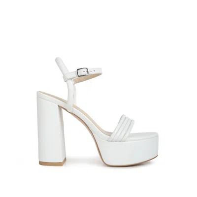 Rag & Co Women's Cruella  Block Heel Platform Sandals In White By