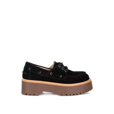 Rag & Co Women's Cuckatoos Chunky Real Suede Leather Oxford Loafers In Black
