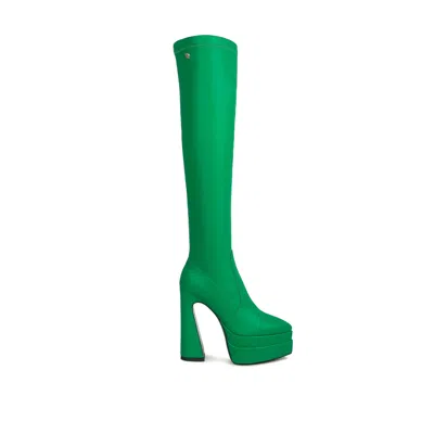 Rag & Co Women's Cyber-punk High Platform Long Boots In Green By