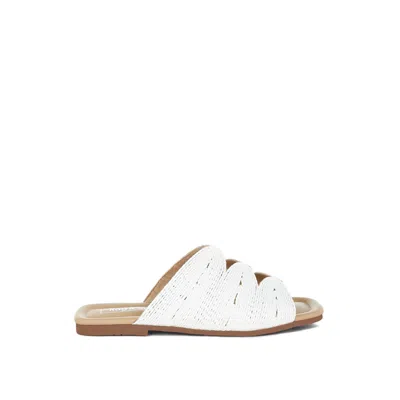 Rag & Co Women's Daisy Doe Raffia Square Toe Flats In White