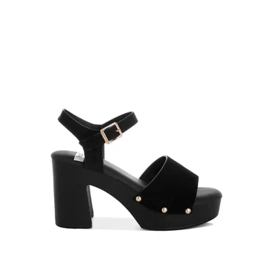 Rag & Co Women's Daniela Genuine Suede Leather High Block Sandals In Black By